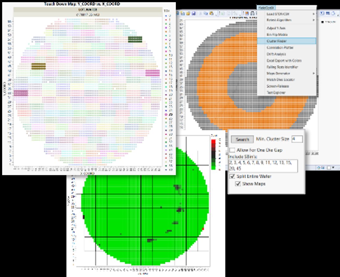 YieldOptiX wafer map analysis with cluster finder